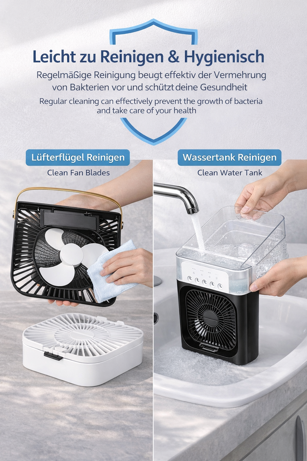Tragbarer Luftkühler & Luftbefeuchter mit LED-Nachtlicht USB Mini Klimagerät mit 3 Stufen & Timer