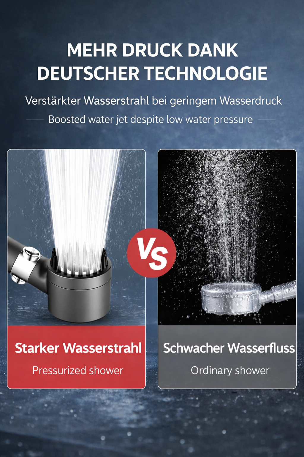 Hochdruck Duschkopf mit Filter & Massagefunktion – 3 Strahlarten, Wassersparend & Hautfreundlich